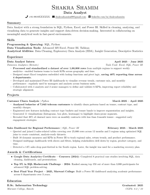 Resume template preview
