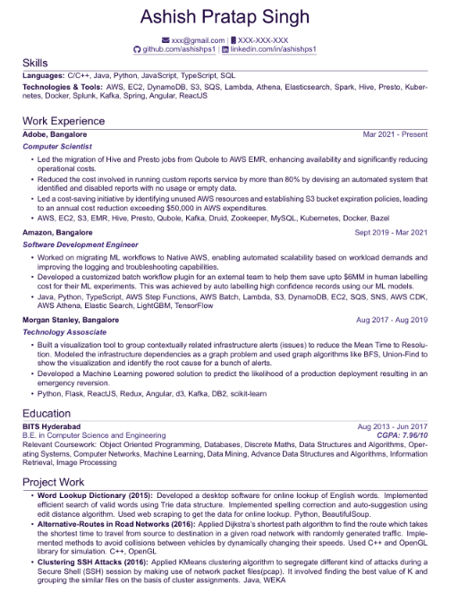 Resume template preview